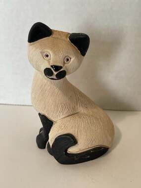 Vintage Artesania Rinconada Siamese Cat Figurine #90 Hand Made Pottery from Urug